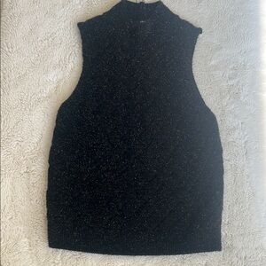 Mango Textured Black Knit Top